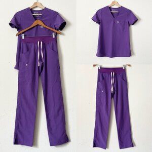 Figs XXS Tall Limited color Ultra Violet Purple scrubs top and pants set